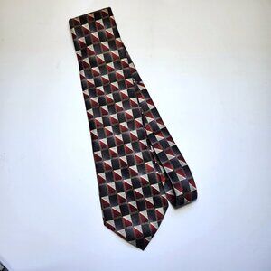 Pierre Cardin Men's Necktie 100% Silk Black, Burgundy White Geometric 4"…
